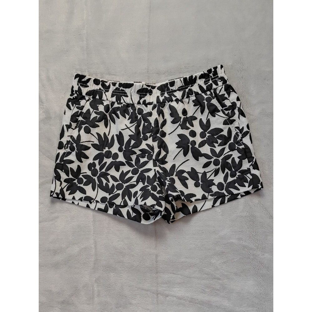 J. Crew Factory Black & White Floral Jacquard Boardwalk Shorts Size 4